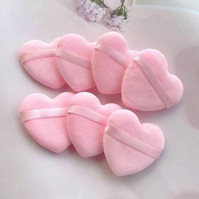 SHEIN 8pcs Heart-Shaped Makeup Sponge Puff, Useful For Loose Powder, Compact Powder, Cushion Sponge, Soft Crystal Velvet, Foam, Soft And Skin-Friendly Makeu