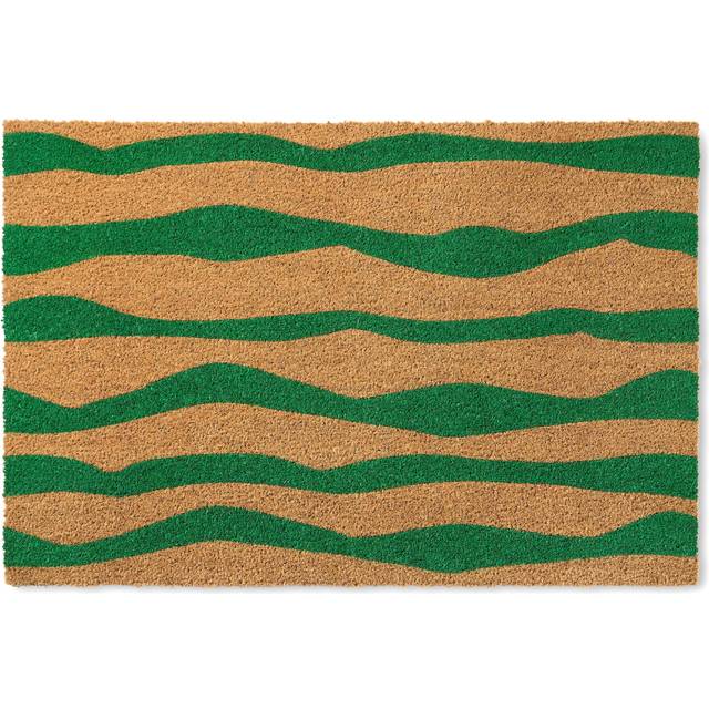 TOWN  COUNTRY TERRA Ravine Abstract Mountain Door Mat  Natural Coir  Heavyweight  NonSlip Entryway Mat  Green  18x30