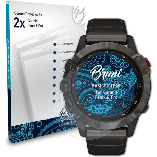 Bruni 2x protective film for garmin fenix 6 pro screen protector