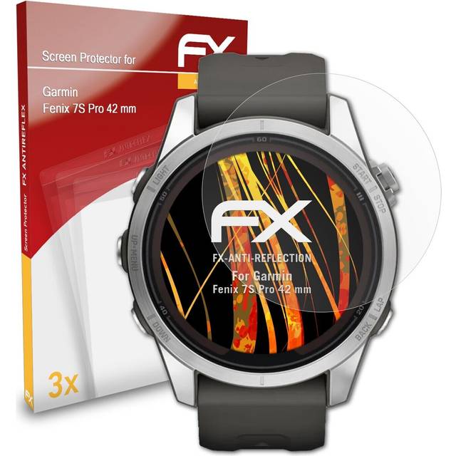 Atfolix 3x screen protection film for garmin fenix 7s pro 42 mm matt&shockproof