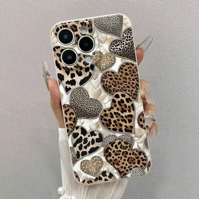 SHEIN Heart Pattern Painted Lightweight Shock-Proof Phone Case Cover Compatible With IPhone 15 XR/7/8 IPhone 15 Pro Max/12 Pro Max/13 Pro Max/14 Pro Max 13