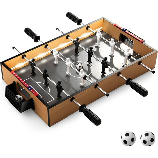 51cm Foosball Table with LED Lights and Realistic Players and 2 Balls-Brown