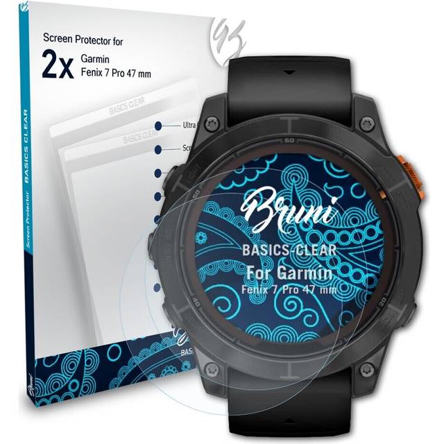 Bruni 2x protective film for garmin fenix 7 pro 47 mm screen protector