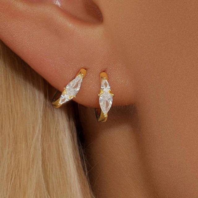 SHEIN 1Pair 925 Sterling Silver Geometry Hoop Earrings Cartilage Piercing Earrings Ear Cuff Tiny Hoop Earrings For Women Daily Wear Wedding Party Engagement