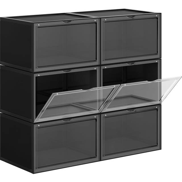 28 x 36 x 22 cm Stackable Shoe Organiser, Black / Pack of 6