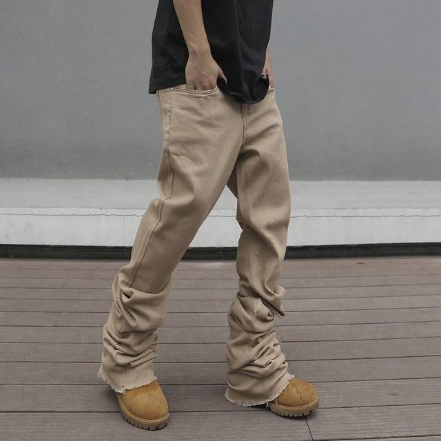 SHEIN Men&#39;s Solid Color Slanted Pocket Jeans Baggy Long Washed Dark Jean Cargo Plain Khaki Party Casual Friends