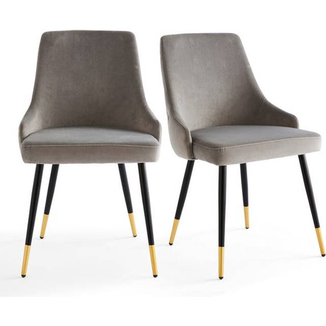 Ariana Set of 2 Dining Chairs, Velvet - Grey
