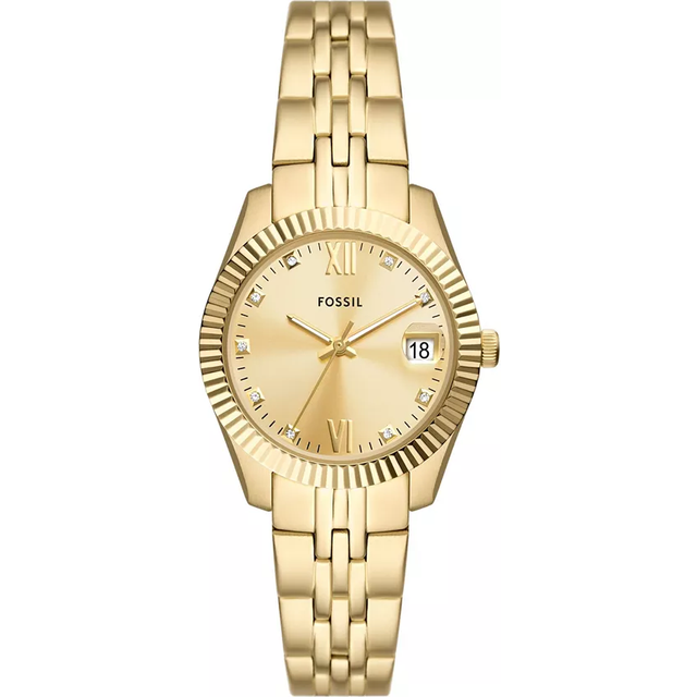 Fossil Scarlette 3-Hand Date Gold-Tone Stainless Steel Watch, One Colour, Women