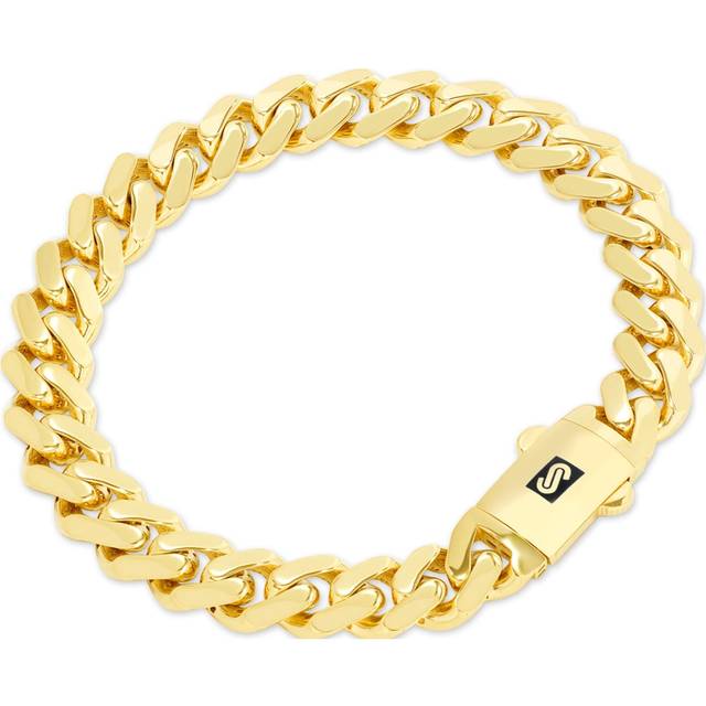 14k yellow gold miami cuban 9mm monaco chain bracelet mens womens 7" 7.5" 8" 9"