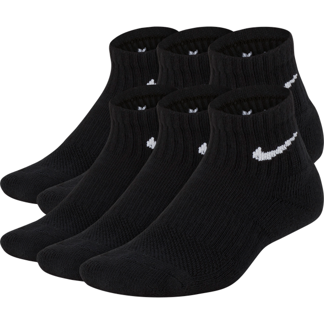 NIKE Kids' Unisex Everyday Cushioned Ankle Socks (6 Pairs)  Black/Whit