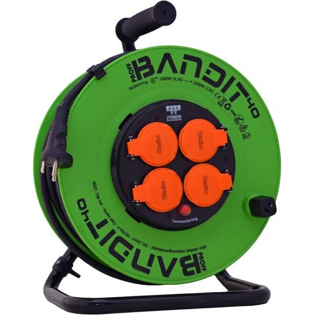 Bandit Grounded Fixed Core Cable Drum with 4-way Lidded Sockets