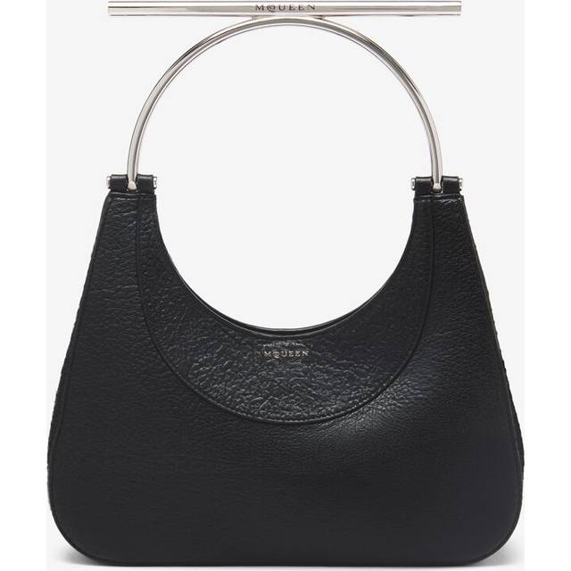 Alexander McQueen Black/Silver Ladies T-bar Bag - Silver Tone (Size Length 30 x Height 25 x Depth 10 cm / 11.8 x 9.8 x)