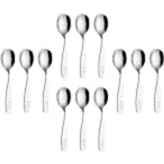 ANNOVA Kids Silverware Children's Safe Flatware Set Stainless Steel - 12 x Children Dinner Spoons  Toddler Utensils  Metal Cutlery Set for LunchBox (E
