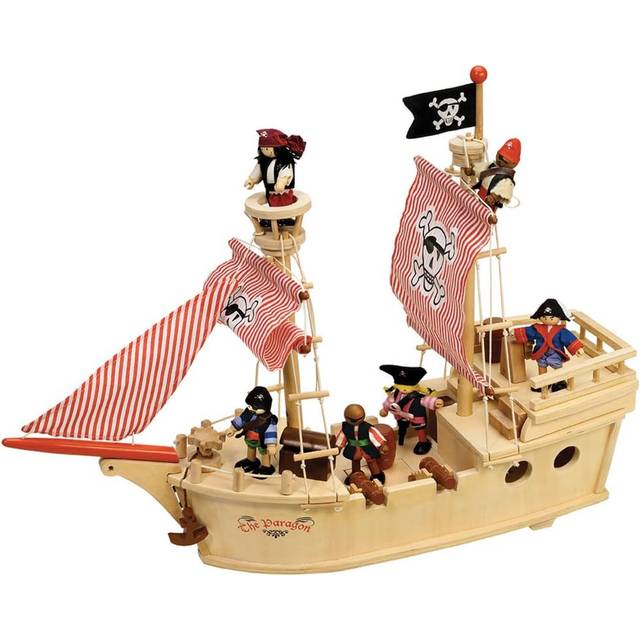Tidlo Wooden Paragon Pirate Ship Playset, Cream