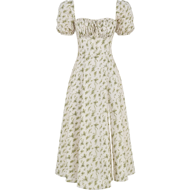 House of Cb Womens Garden Print Tallulah Puffed-sleeve Woven Midi Dress 6/8 - GARDEN PRINT
