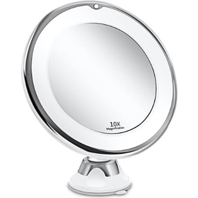 Makeup Mirror 10X Magnification Led Illuminated Makeup Mirror 360  Swiveling With Integrated Suction Cup Shaving Mirror