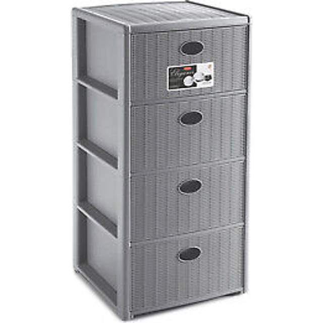 Slim 4 drawers elegance rattan polypropylene gray