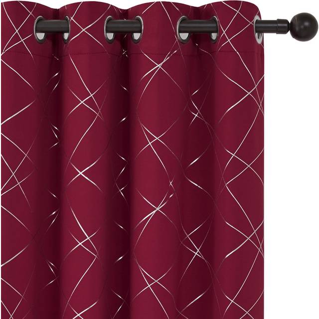 Cheol Polyester Blackout Grommet / Eyelet Curtain Pair - Dark Red (66cm Width x 138cm Drop)