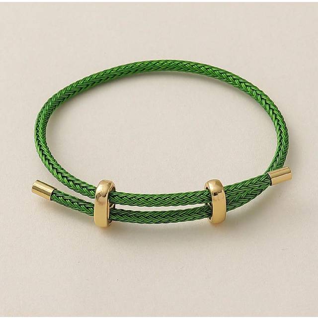 SHEIN 1pc Solid Color College Style PU Leather Single-Loop Bracelet With Metal Buckle, Women DIY Basic Bangle Wristband