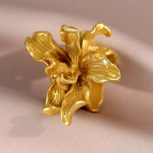 SHEIN 1 Pc Elegant Big Flower Open Rings For Women Girl Adjustable Open Ring Graduation Birthday Anniversary Jewlelry Gift