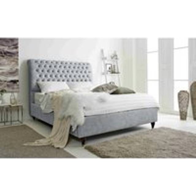 Casa - Alisyn Silver Marble Fabric Matching Buttons Single Bed Frame