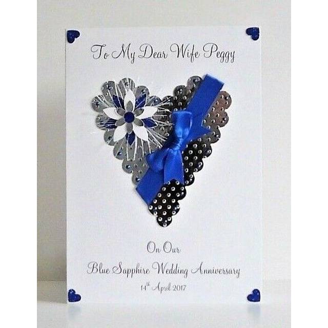 Sapphire 45th/65th wedding anniversary card wife/husband personalised (saa51)