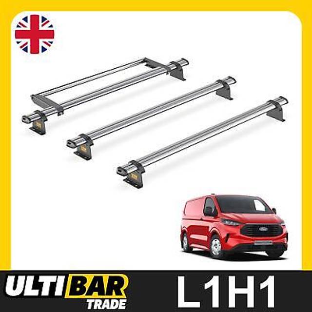 Ford transit custom roof rack for 2024+ short (l1) - 3 bars + roller van guard