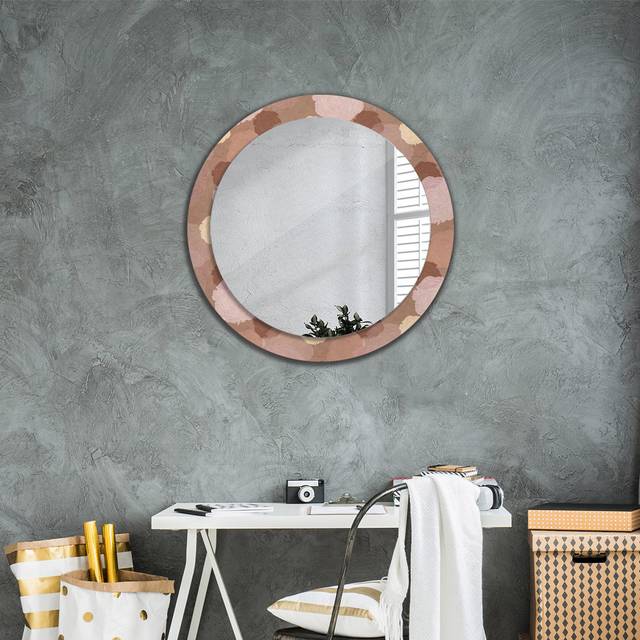 Huldar Round Glass Framed Wall Mounted Accent Mirror in Red (80cm H X 80cm W X 0.8cm D)