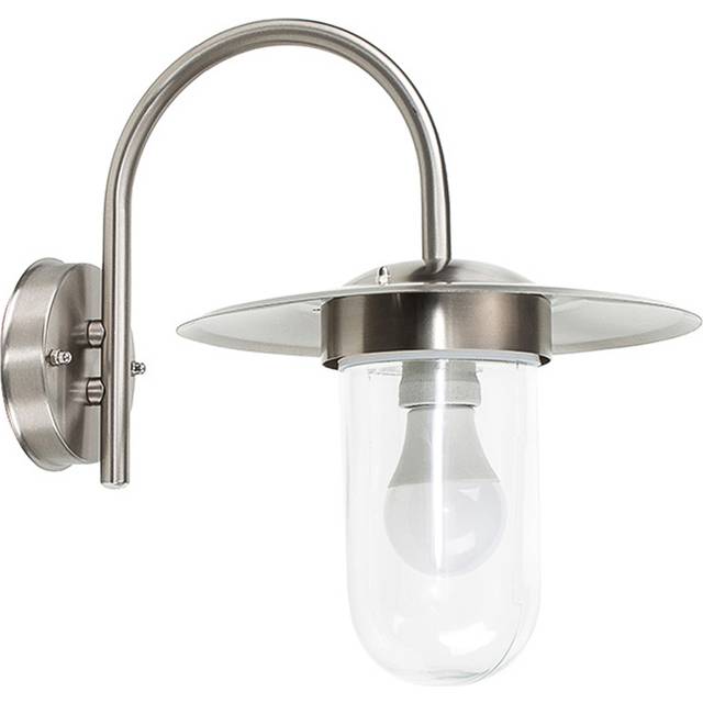Valuelights - Lancaster IP44 Rated Silver Stainless Steel Metal & Glass Fisherman's Lantern Outdoor Wall Light with 4w led Bulb