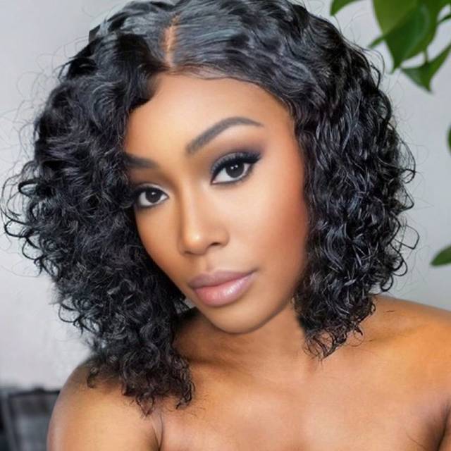 9AM Hair Cheap T-Part Lace Water Wave Wigs, 2.5x0.5 Lace Closure Natural Wavy 100% Human Hair Glueless Wigs For Women