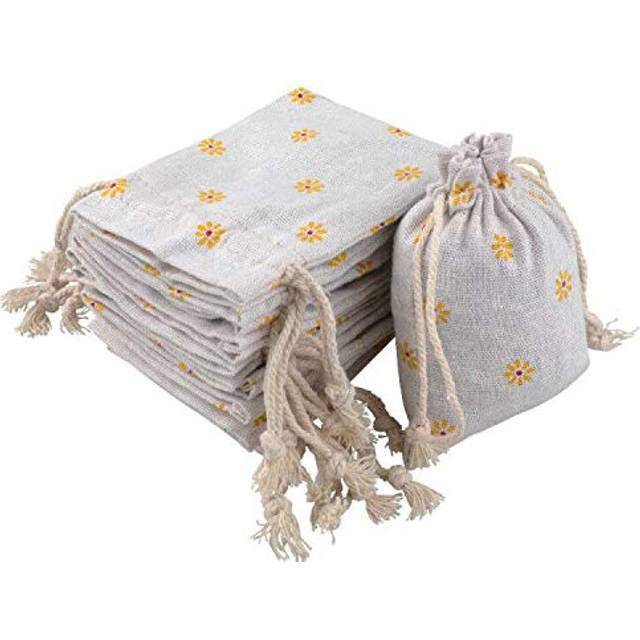 Little Cotton Linen Bags, 9x12CM Lavender Bags, 20 PCS Drawstring Party Favors Bags, Handy Sized Gift Pouches for Lavender, Jewellery, Crafts, Party