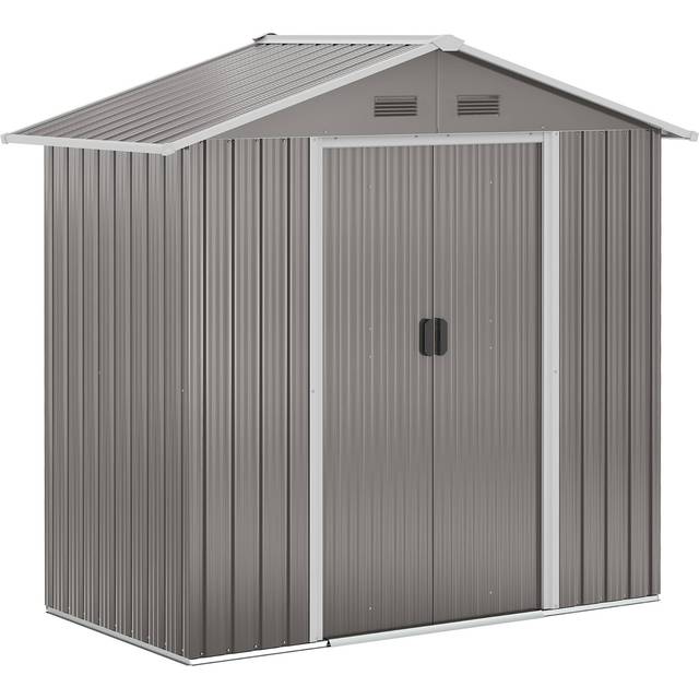 Outsunny 6.5x3.5ft Metal Garden Shed for Garden and Outdoor Storage - Grey | TJ Hughes Brown