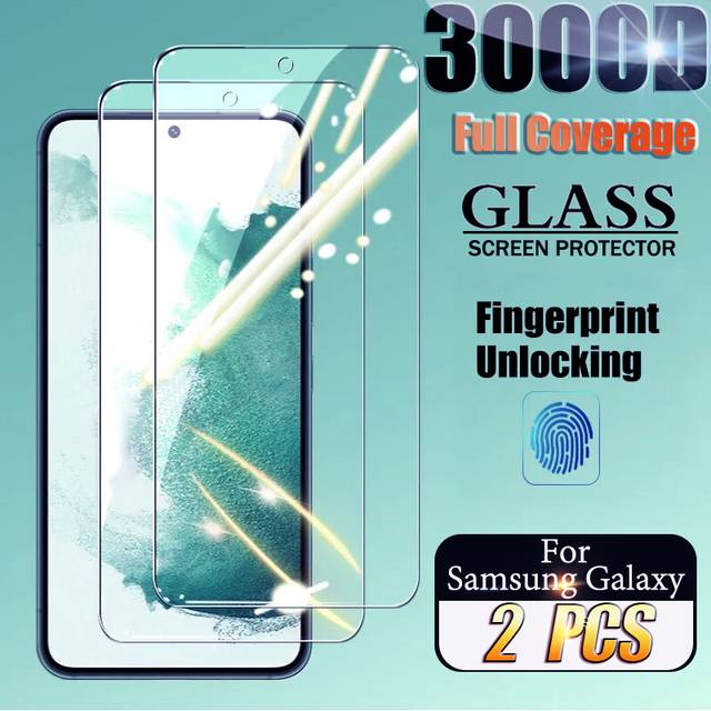 (For Samsung S23 Plus) 2PCS Tempered Glass Screen Protector For Samsung Galaxy S24 S23 S22 S21 Plus FE Note 20 Fingerprint Unlocking S24Ultra S 24 5G