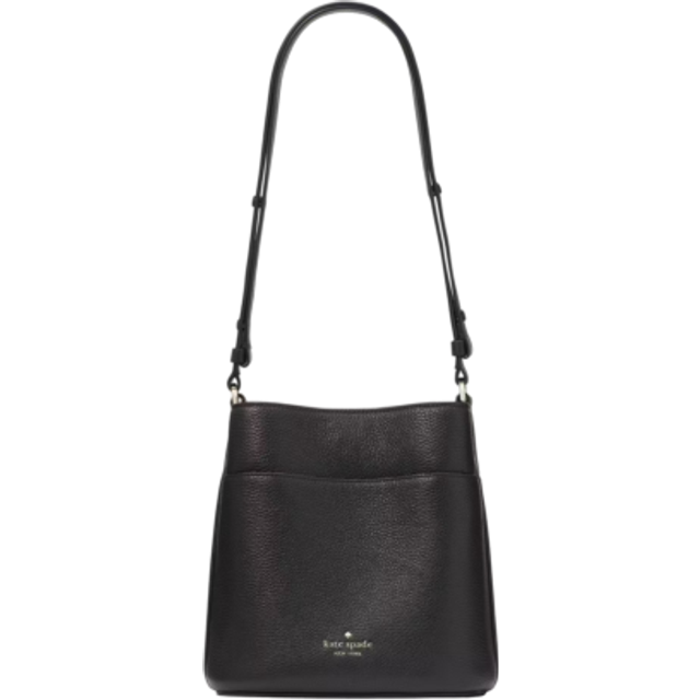 Kate Spade Leila Small Black Pebbled Leather Bucket Shoulder Crossbody Bag