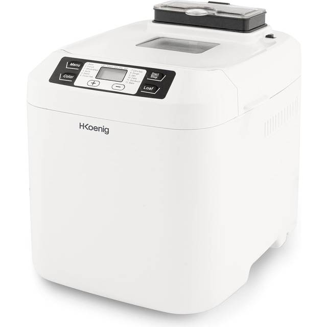 H.Koenig BAKE340,12, 2 brödstorlekar, spannmålsdispenser, glutenfritt program, brioche, sylt, fördröjd startfunktion och håller dig varm, LCD-skärm, 550 W