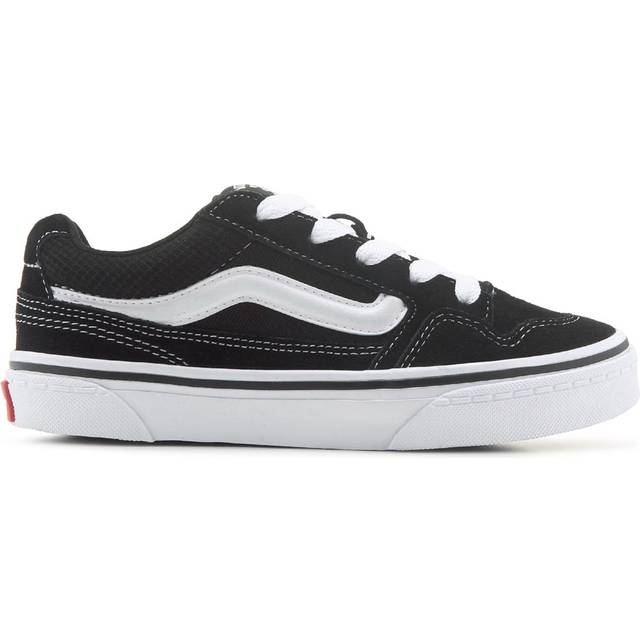 (3.5 UK, Black/White) Vans Kids Boys Girls Caldrone Canvas Low Rise Trainers Sneakers Shoes