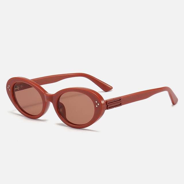 (StyleD) Vintage Fashionable Oval Small Frame Sunglasses Womens Street Snap Style