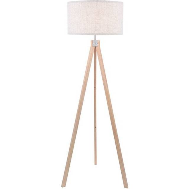 Dar Lighting Armitage Tripod Light Wood Floor Lamp With Natural Linen