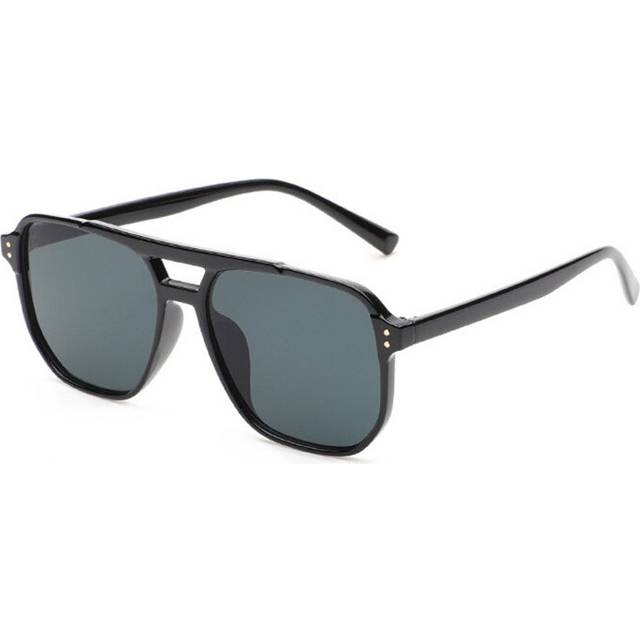 (Black gray, As the picture) Retro Double Bridges Square Sunglasses Women Nail Decoration Eyewear Shades