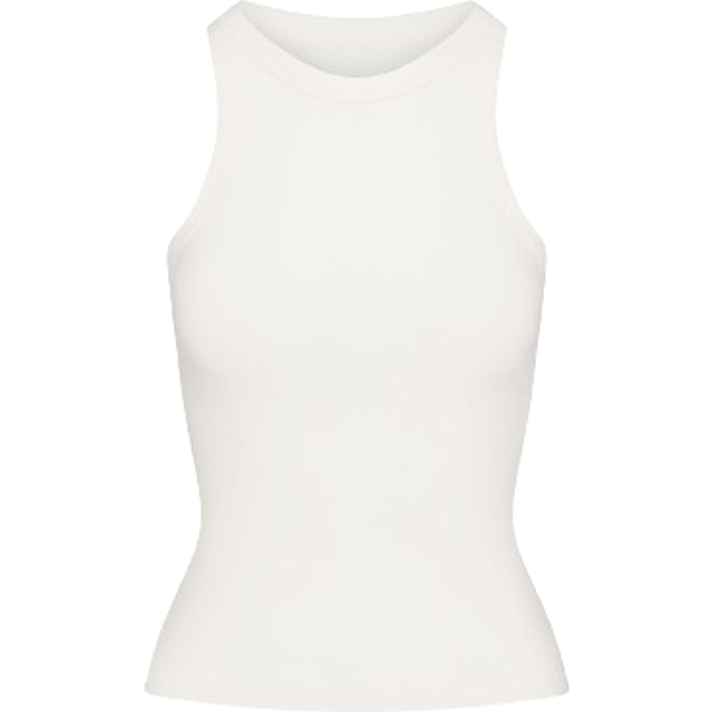 SKIMS Crew Neck Tank Top | White | 2XL | Cotton Jersey - Marble