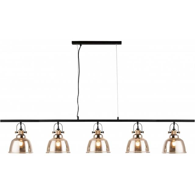 Impex Russell Vert Gold Glass Pendant Bar Light 5lt, Gold