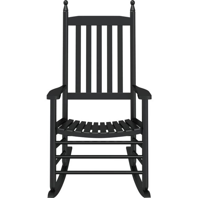 vidaXL Rocking Chair with Curved Seat Black Solid Wood Poplar