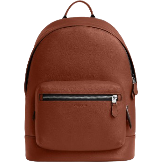 Coach Mens West Backpack in Pebbled Leather Bag - Dark Red - One Size