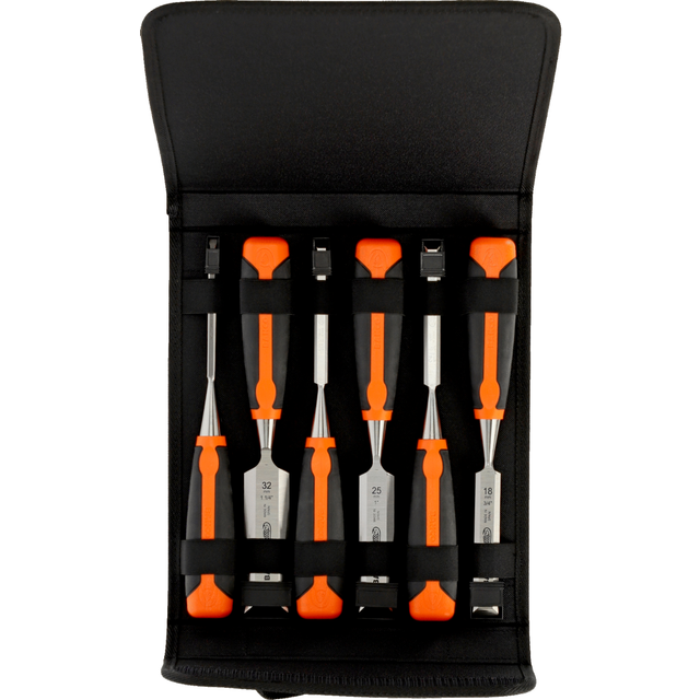 Bahco 424P-S6-PP 424-P Bevel Edge Chisel Set 6 Piece in Pouch