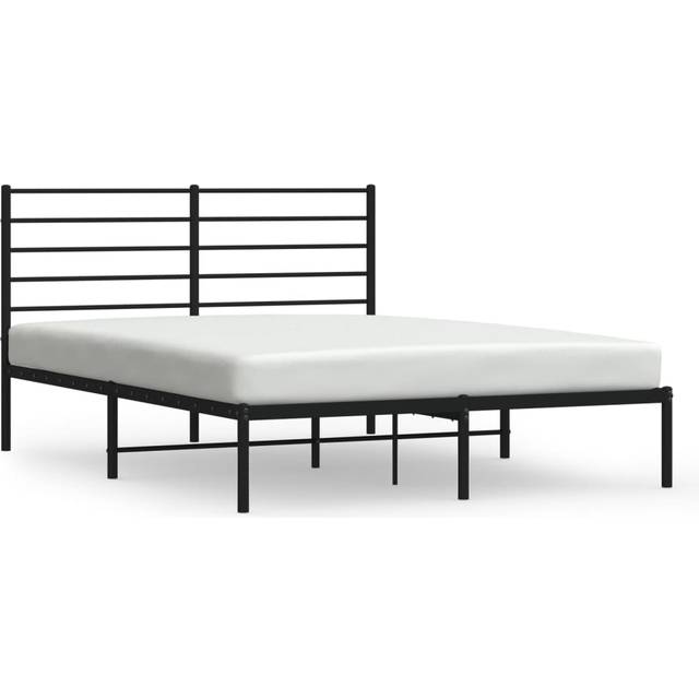 vidaXL Metal Bed Frame without Mattress with Headboard Black 140x200cm