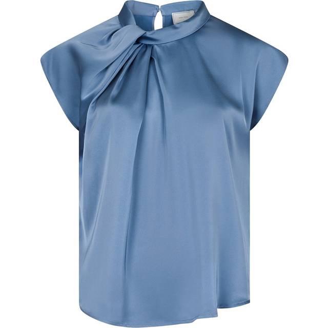 Neo Noir, Blusar & Skjortor , Dam, XL, Polyester, Blå Blommig Satin Blus Top - blue (XL)