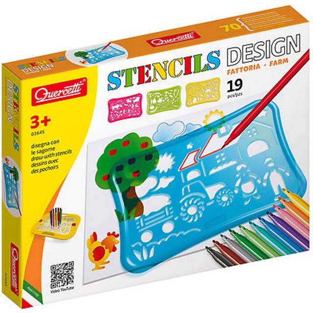 Quercetti Stencils Design Farm - Multi - 12.7 x 5.2 x 28.5cm