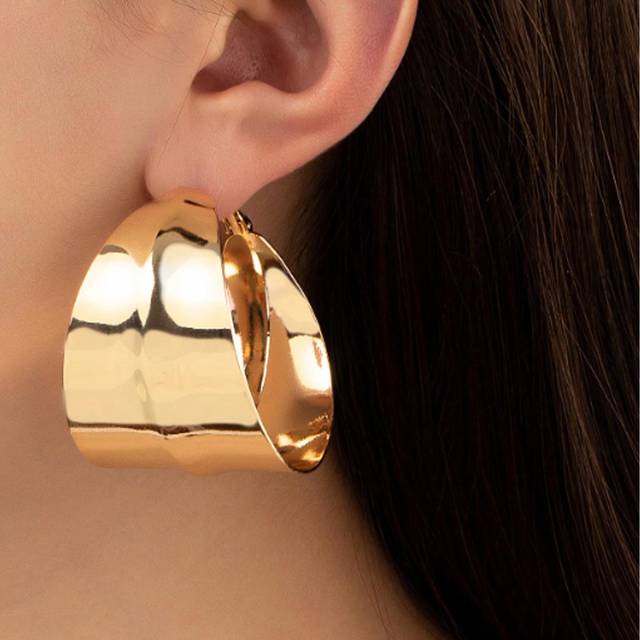 SHEIN 1pair Fashionable Geometric Design Hoop Earrings For Women For Daily Decoration