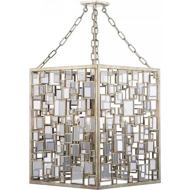 Dar Lighting Group FOY0435 Foyer 4 light pendant antique silver gold (