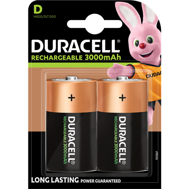 Duracell S3092 D Cell 3000mah Rechargeable Batteries (pack 2) Durs3092